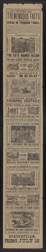 Handbill: The P.T. Barnum and J.A. bailey Greatest Show On Earth [...] for Springfield, July 18, 1890 (verso)