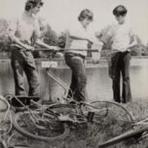 Boys with fishing net, Goodwin Park pond, Hartford, June 14, 1973